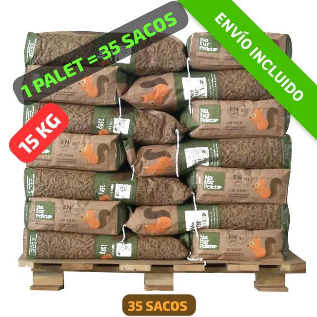 1 Palet de 35  Sacos certificado DIN ENplus A1 15Kg NATURPELLET