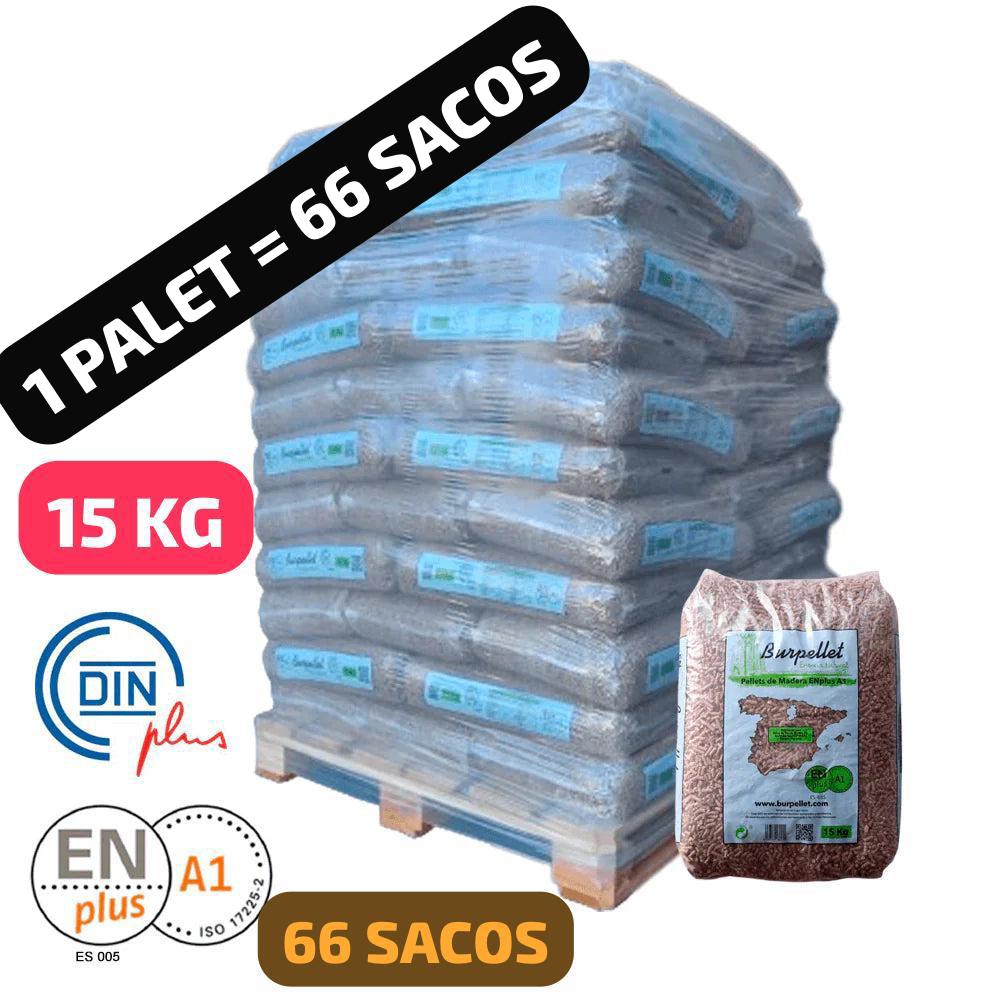 1 Palet de 66 Sacos certificado DIN ENplus A1 15Kg BURPELLET