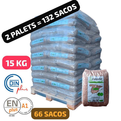 2 Palet de 132 Sacos certificado DIN ENplus A1 15Kg BURPELLET