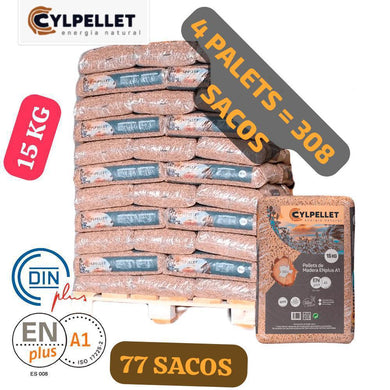 CYL PELLET – 4 Palet de 308 sacos de 15Kg Enplus A1